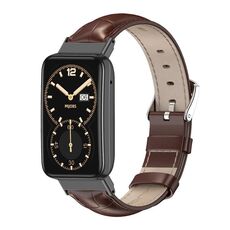 Per Xiaomi Mi Band 7 Pro Mijobs Cinturino in vera pelle con strato superiore in pelle bovina (bambù caffè nero)