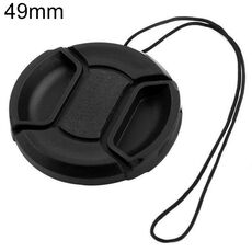 Copriobiettivo per fotocamera con pin centrale da 49 mm per Canon (nero)