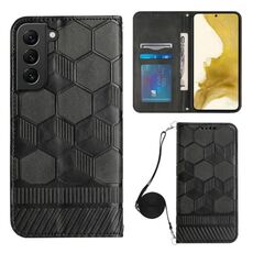 Per Samsung Galaxy S22 + 5G Crossbody Football Texture Custodia magnetica per telefono in PU (nero)