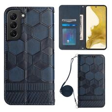 Per Samsung Galaxy S22 + 5G Crossbody Football Texture Custodia magnetica per telefono in PU (blu scuro)