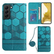 Per Samsung Galaxy S22 + 5G Crossbody Football Texture Custodia magnetica per telefono in PU (azzurro)