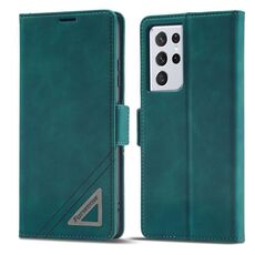 Per Samsung Galaxy S21 Ultra 5G Forwenw Custodia per telefono in pelle con fibbia dual-side (ciano scuro)