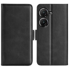 Per Asus Zenfone 9 Custodia per telefono in pelle con fibbia magnetica a doppio lato (nero)