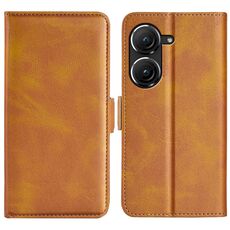 Per Asus Zenfone 9 Custodia per telefono in pelle a vibrazione orizzontale con fibbia magnetica a doppio lato (giallo)
