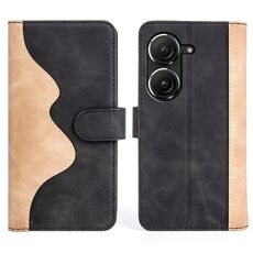 Per Asus Zenfone 9 Custodia per cellulare in pelle con cuciture orizzontali (nera)