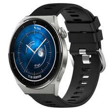 Per Huawei Watch GT3 Pro 46mm 22mm Cinturino in silicone morbido a tinta unita (nero)
