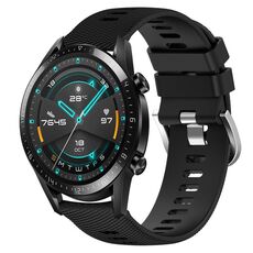 Per Huawei GT2 46mm 22mm Cinturino in silicone morbido a tinta unita (nero)