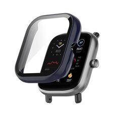 Per Amazfit Bip U / Bip U Pro / Pop / Pop Pro PC + custodia protettiva integrata in vetro temperato (blu inchiostro)
