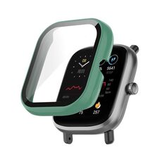 Per Amazfit Bip U / Bip U Pro / Pop / Pop Pro PC + custodia protettiva integrata in vetro temperato (verde pino)