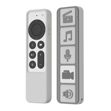 Telecomando in silicone Custodia protettiva antiscivolo impermeabile per Apple TV 4K 2021 (grigio bianco)