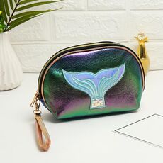 Borsa da toilette per trucco laser a coda di pesce a forma di semicerchio (colore sinfonico)