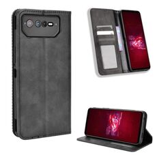 Per ASUS ROG Phone 6 / 6 Pro Custodia per telefono in pelle con fibbia magnetica Retro Texture (nero)