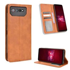Per ASUS ROG Phone 6/6 Pro Custodia per telefono in pelle con fibbia magnetica Retro Texture (marrone)