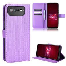 Per ASUS ROG Phone 6 / 6 Pro Custodia per telefono in pelle con struttura a diamante (viola)
