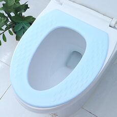 3 pezzi di cuscino per WC impermeabile ispessito tipo O in schiuma EVA, dimensioni: 40x34,5 cm (blu a strisce)