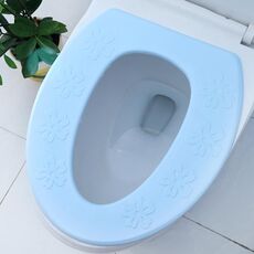 3 pezzi di cuscino per WC impermeabile ispessito tipo O in schiuma EVA, dimensioni: 40x34,5 cm (fiore blu)