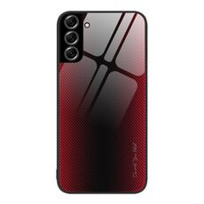Per Samsung Galaxy S22 + 5G Custodia per telefono TPU in vetro sfumato con texture (rossa)