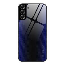 Per Samsung Galaxy S22 + 5G Custodia per telefono TPU in vetro sfumato (blu scuro)