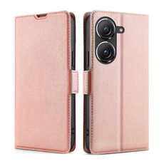 Per Asus Zenfone 9 Custodia per telefono in pelle flip orizzontale con fibbia laterale ultrasottile (oro rosa)