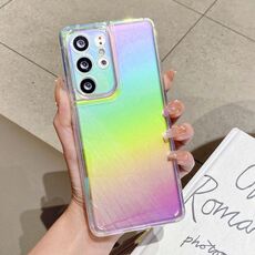 Per Samsung Galaxy S21 Ultra 5G Placcatura a colori Acrilico + Custodia per telefono in TPU (arcobaleno)