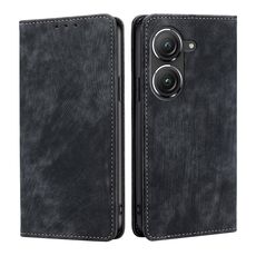 Per Asus Zenfone 9 RFID Custodia antifurto in pelle magnetica per telefono (nero)