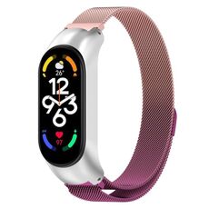 Per Xiaomi Mi Band 7 / 7NFC Cinturino in metallo in acciaio inossidabile di Milano (rosa + viola)