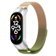 Per Xiaomi Mi Band 7 / 7NFC Cinturino per orologio in metallo in acciaio inossidabile di Milano (oro retrò + verde)