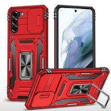 Per Samsung Galaxy S22 5G Armor PC + TPU Camera Shield Phone Case (rosso)