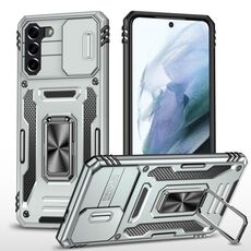Per Samsung Galaxy S22 5G Armor PC + TPU Camera Shield Phone Case (grigio)