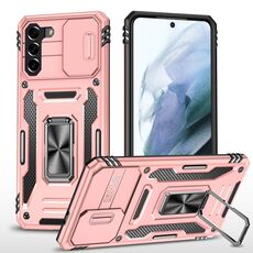 Per Samsung Galaxy S22 + 5G Armor PC + TPU Camera Shield Phone Case (oro rosa)