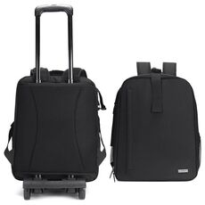 Zaino per fotocamera CADeN D6 V con spallacci Borsa per fotocamera in nylon con barra di traino, dimensioni: 32 x 18 x 43 cm (nero)