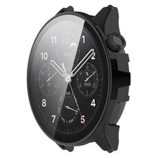 Per Xiaomi Watch S1 Pro Custodia per orologio in vetro temperato con pellicola per PC (nero)