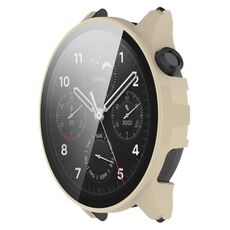 Per Xiaomi Watch S1 Pro Custodia per orologio in vetro temperato con pellicola per PC (bianco avorio)