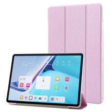 Per Huawei MatePad Pro 11 2022 Custodia per tablet in pelle con texture in seta con supporto a tre pieghe (viola chiaro)