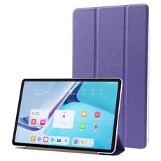 Per Huawei MatePad Pro 11 2022 Custodia per tablet in pelle con texture in seta con supporto a tre pieghe (viola scuro)