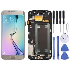 Schermo LCD originale Super AMOLED per Samsung Galaxy S6 Edge SM-G925F digitalizzatore assemblaggio completo con cornice (oro)