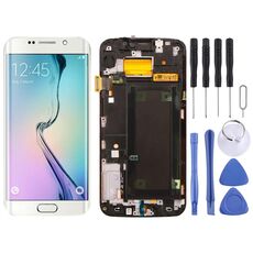 Schermo LCD originale Super AMOLED per Samsung Galaxy S6 Edge SM-G925F Assemblaggio completo con cornice (bianco)