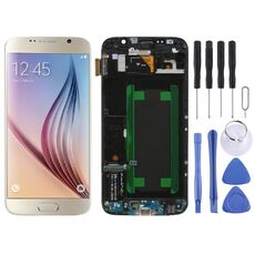 Schermo LCD originale Super AMOLED per Samsung Galaxy S6 SM-G920F digitalizzatore assemblaggio completo con cornice (oro)