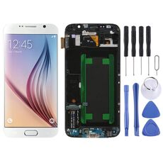 Schermo LCD originale Super AMOLED per Samsung Galaxy S6 SM-G920F digitalizzatore assemblaggio completo con cornice (bianco)