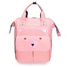 Borsa per mummia dello zaino di grande capacità per riporre i pannolini per biberon (rosa orsetto)