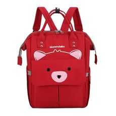 Borsa per mummia dello zaino di grande capacità per riporre i pannolini per biberon (orso rosso)