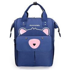 Borsa per mummia con zaino di grande capacità per riporre i pannolini per biberon (orso blu)