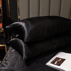2 paia di biancheria da letto per biancheria da letto in seta di ghiaccio, dimensioni: 50x75 cm (nero)