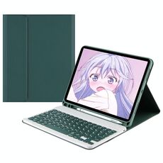 Custodia in pelle con tastiera Bluetooth Square Cap con slot per penna per Samsung Galaxy Tab S7 (verde scuro)