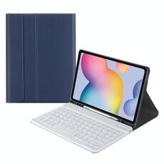Custodia in pelle per tastiera Bluetooth con cappuccio quadrato A7 con slot per penna per Samsung Galaxy Tab A7 10.4 2020 (azzurro)