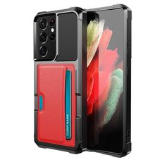 Per Samsung Galaxy S21 Ultra 5G ZM02 Custodia per telefono con supporto per slot per schede (rossa)