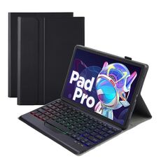 AM18-BS Custodia in pelle per tastiera Bluetooth con retroilluminazione tricolore per Lenovo XiaoXin Pad Pro 2022 11,2 pollici (nero)