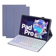 AM18-BS Custodia in pelle per tastiera Bluetooth con retroilluminazione tricolore per Lenovo XiaoXin Pad Pro 2022 11,2 pollici (blu)