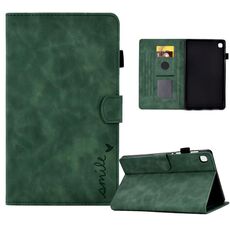 Per Samsung Galaxy Tab S6 Lite P610 Custodia in pelle per tablet con sorriso in rilievo (verde)