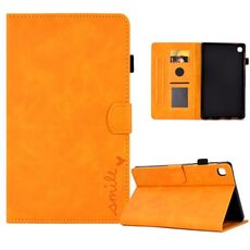 Per Samsung Galaxy Tab S6 Lite P610 Custodia in pelle per tablet con sorriso in rilievo (cachi)
